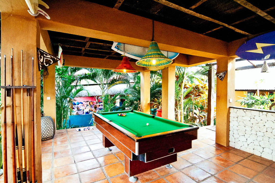 Snooker table at Rapture Surfcamps in Padang