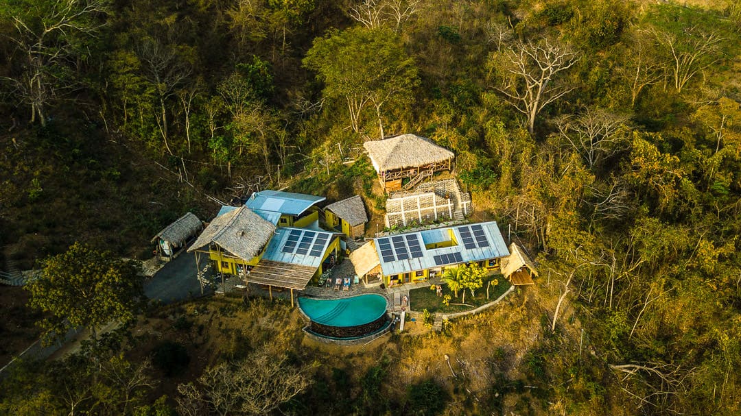 The aerial view of the Rapture Surfcamps Nicaragua