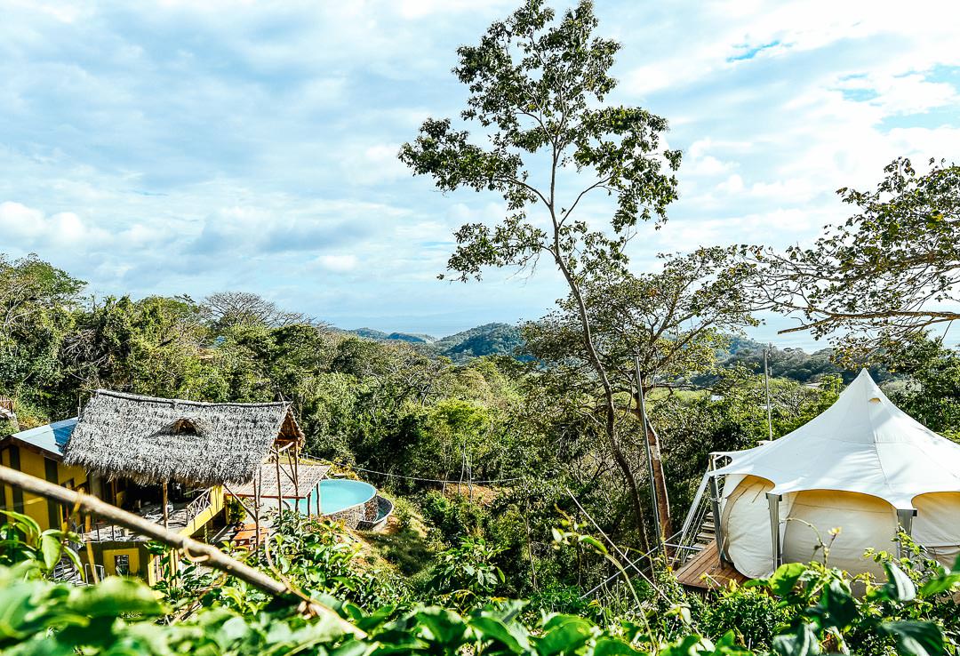 Private Glamping tent from the outside in Nicaragua
