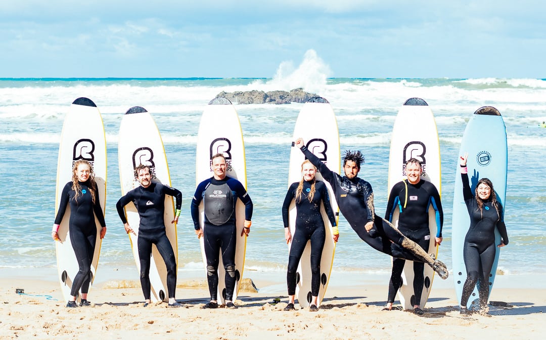 Group surf lessons with Rapturecamps