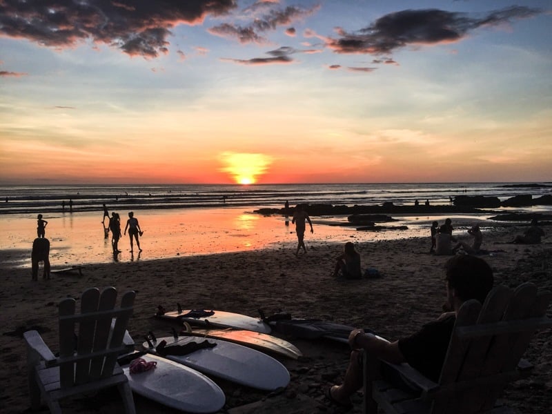 Sunset on the beach at our Rapture Surf Resort Nicaragua