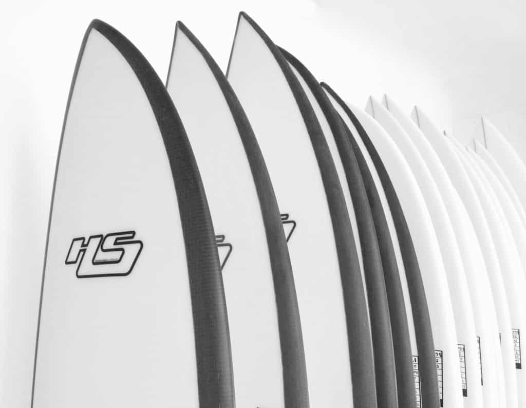 Surfboards on a rack