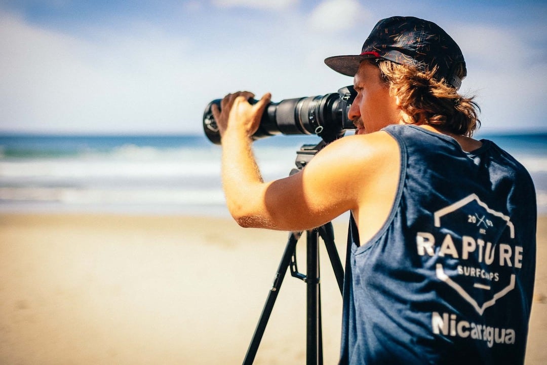 Photographer on the beach in Nicaragua