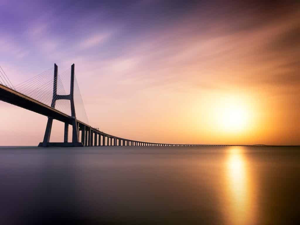 Vasco da Gama bridge at sunset