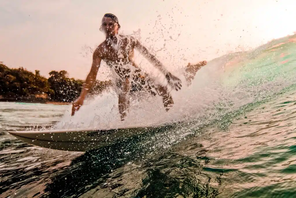 Surfer riding a wave