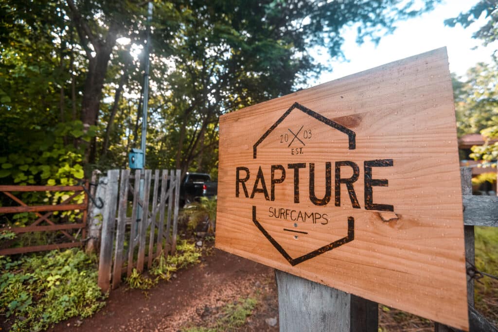 Signboard that says rapture surfcamps