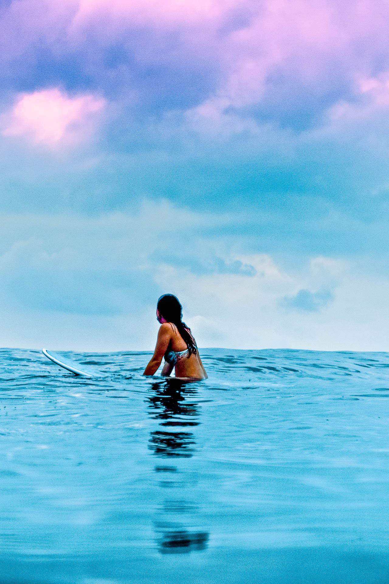 Surfer looking at horizon